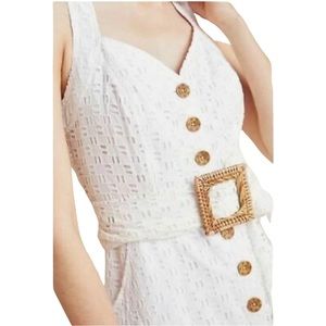 Anthropologie NWT Belted Eyelet Romper White size 8